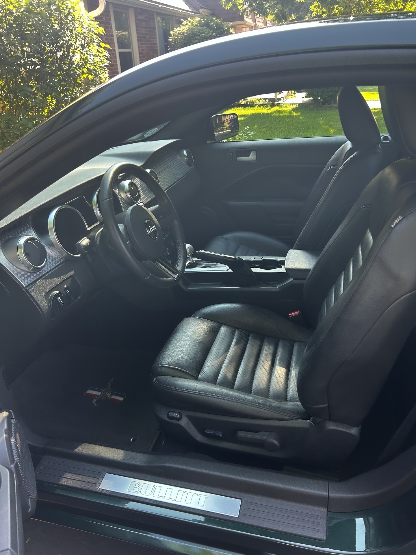 Mustang Bullitt black leather interior after detailing